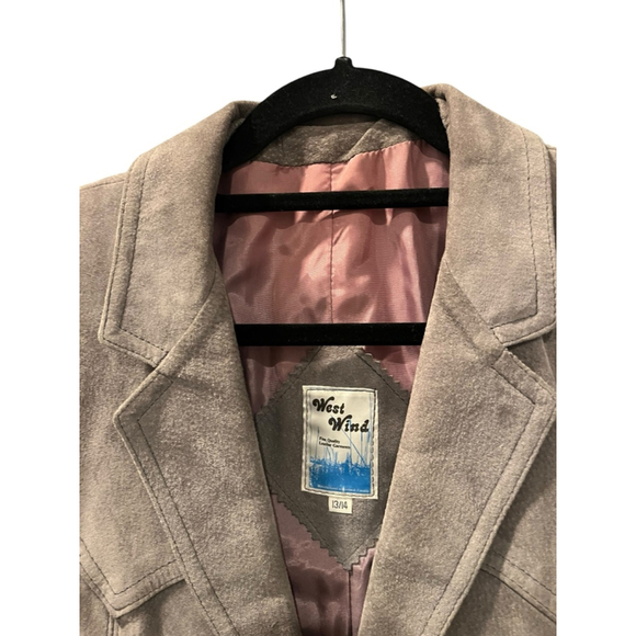 Vintage West Wind Leather Gray Jacket Women's Size 13/14 Lined Pockets Casual - Picture 5 of 9